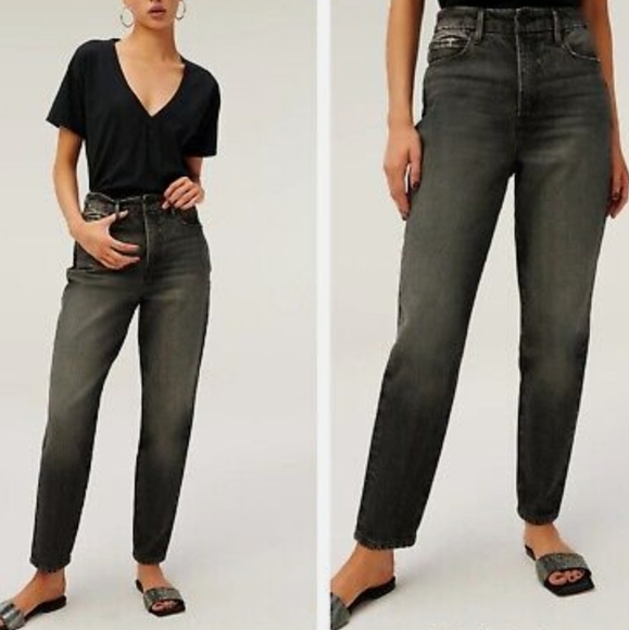 Good American Good Mom High Waisted Jeans Black Sz 4 - Picture 1 of 5